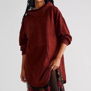 Free People Everywhere Hoodie S Red Jasper